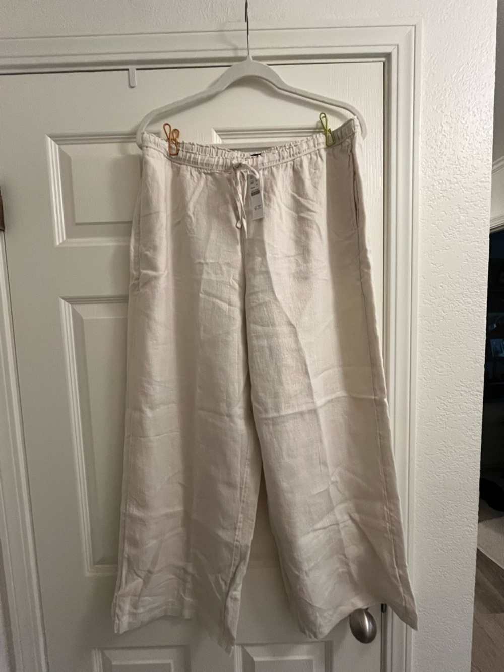 Jcrew Linen Drawstring Pants - Cream Lined